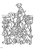 coloriage 101 dalmatiens toute la tribu